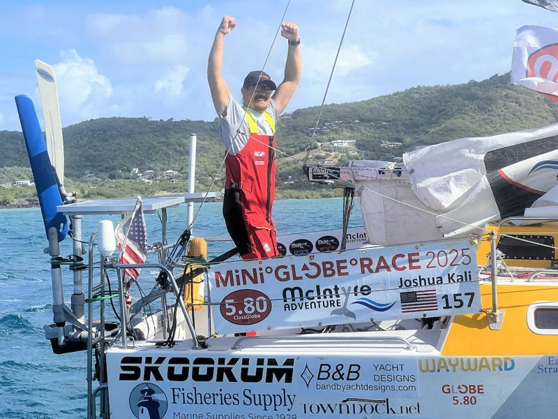 Josh Kali om bord på Skookum, der han utelukkende stolte på sitt South Atlantic S 301-vindror